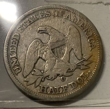 1856 o seated liberty silver half $ nice rims Fine details these scarcer daily!