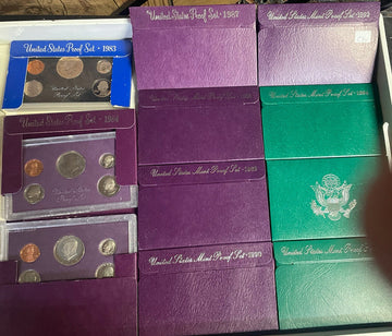 Dirty Dozen Proof Set Lot Plus Silver Set All Different Dates Below US Govt Cost