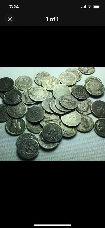 Lot Of 6 Mixed Silver Dimes 3 Barber 3 Mercury Dates 1892-1945 Avg Circulated