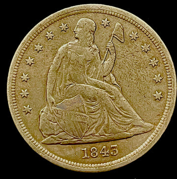 EE200 1843 Seated Liberty Dollar Very Fine Features Very Desirable Pc Free SH US