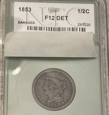 1853 1/2 Cent BN Braided Hair Cent fine Details Collectible
