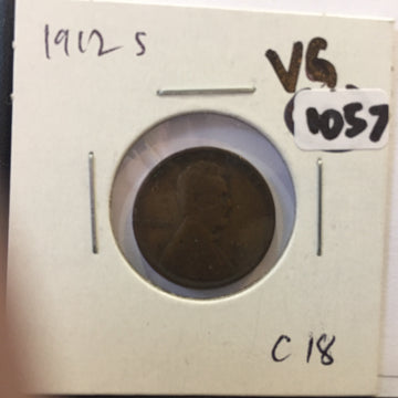 Lincoln Wheat Cent 1912 S San Francisco VG Good