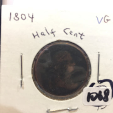 Draped bust half cent 1804 F fine details - vintage coins- half cents