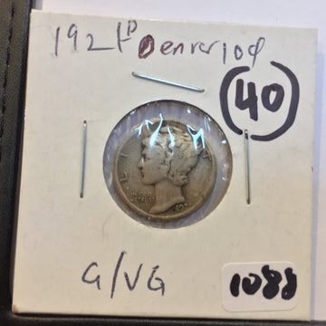 Winged Liberty Head 'Mercury' Dime 1921 D G+ Good Plus Denver