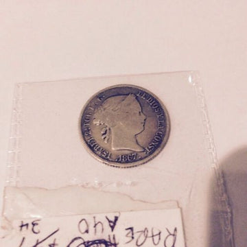 Rare 1867 40 Centisimos Spanish Isabel 2 Silver Fine+