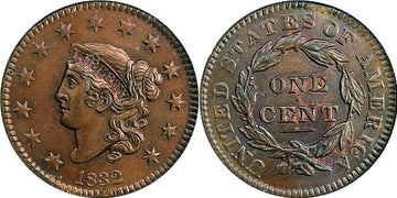 LARGE CENT, MATRON HEAD CORONET (1816 - 1839) AVG CIRC - AG
