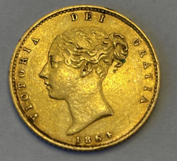 1864 Good Date UK 1/2 Sovereign Gold Coin Almost Uncirculated Beauty - US CoinSpot