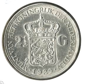 1929 2.5 Gulden Better Date Nice AU Detail Netherlands Crown - US CoinSpot