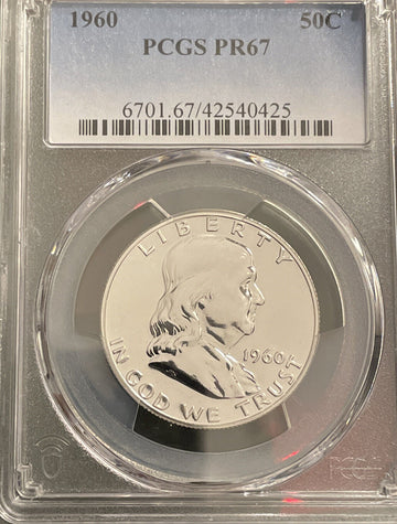 1960 Franklin Half Dollar 90% Silver Proof PCGS PR 67 High Grade Strike #A67