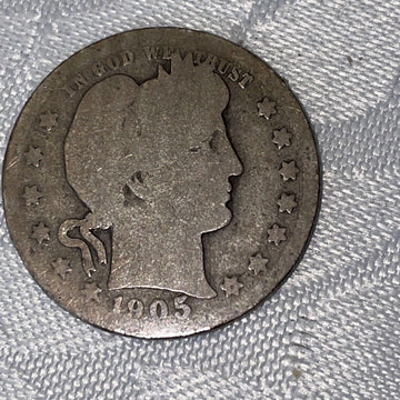 Almost Good scarce 1905 s Barber Quarter lo mintage