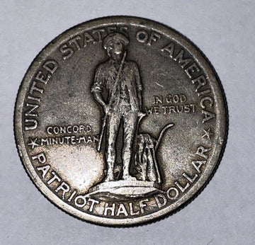 Lexington/Concord Sesqi commemorative Minute Man 1925 Silver Half $ Extra Fine