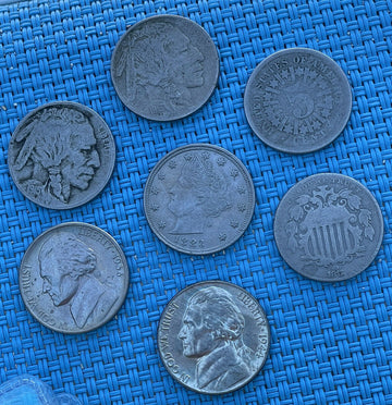 Qabala 7 Nickel Collection: 2 Shield, V, 2 Buffalo, 2 Jefferson Better Dates