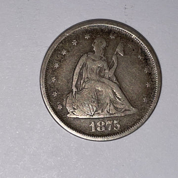 1875 s scarce fine 20c silver getting hard to find! collectible look rev feather