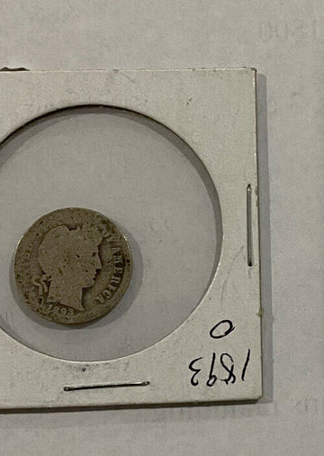 A1 Scarce 1893 O Barber Silver Dime AG decent details lo price!