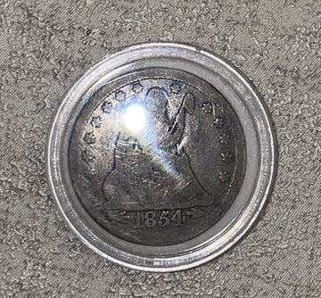 1854 very good full rim Seated Liberty Quarter nice type coin
