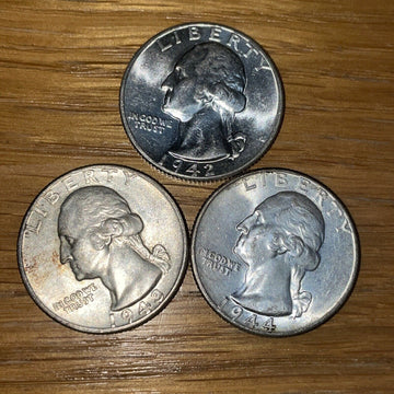 1942 1943 1944 AU/BU Silver Washington Octagenarians Great Starter