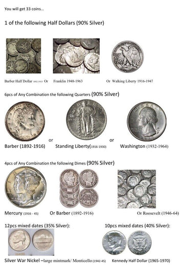 8z Top Seller-1/2 Pound US silver coins 1892-1970 no "Junk" rejects FREE S & H