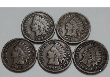 5ive Good little indians (head pennies) great collectibles over 100 years old! C