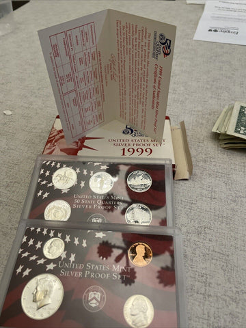 1999 S Silver Proof Set- Full issue with box & papers