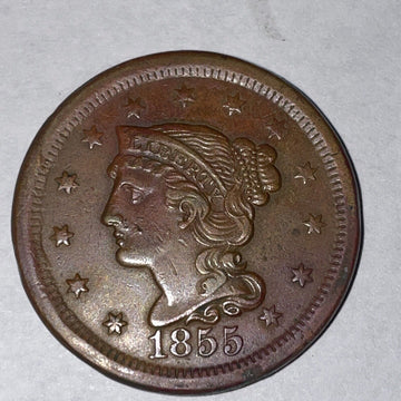 Choice Extra Fine 1855 upright 5s Large Cent a plus to any collection