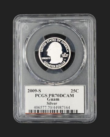 2009-S 25C Island of Guam Silver Quarter / Territory State Flag Label