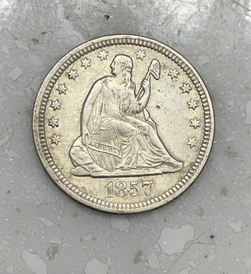 Gorgeous 1857 Seated Lib Silver Quarter Choice XF Eye Appeal - Great Heirloom