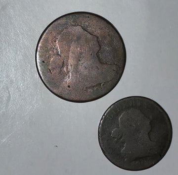 1 &1/2 cents! 1806 lg c & 1803 1/2 c Both Stems 215 yr history. 1 bid Price Cut