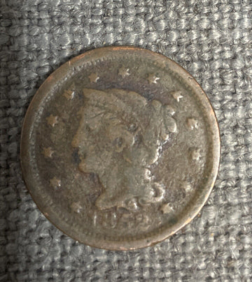 1852 Braided Hair Large Cent IC Before Civil War 170 Year Old Copper Type Coin