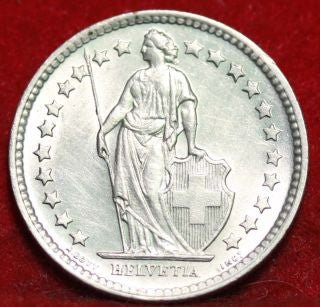 .835Silver 1943-B Switzerland Franc Standing Helvetia Lance Almost Uncirculated - US CoinSpot