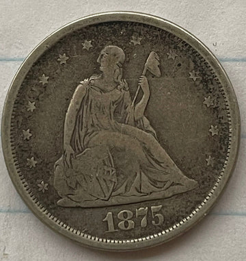 1875 s Twenty Cent Pc Very Good-These getting very hard to Find. Free S&H USA