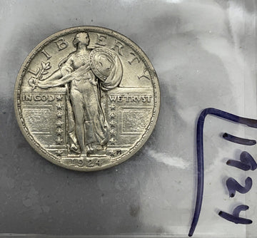 Q2OldMan Duffy’s ChAU 1924 StandingLiberty Silver QuarterGr8 EyeAppeal Price Cut