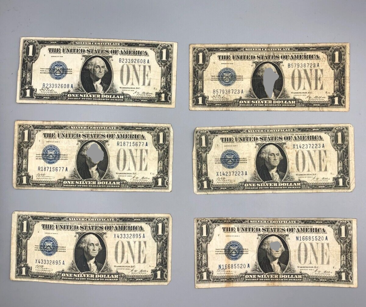 EP19: Vintage 1928 $1 Bills “Funny Back” notes /Lot of 6 -Good Condition Free SH