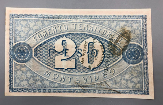 EP20: 1868 URUGUAY 1% Interest Note / 20 Pesos