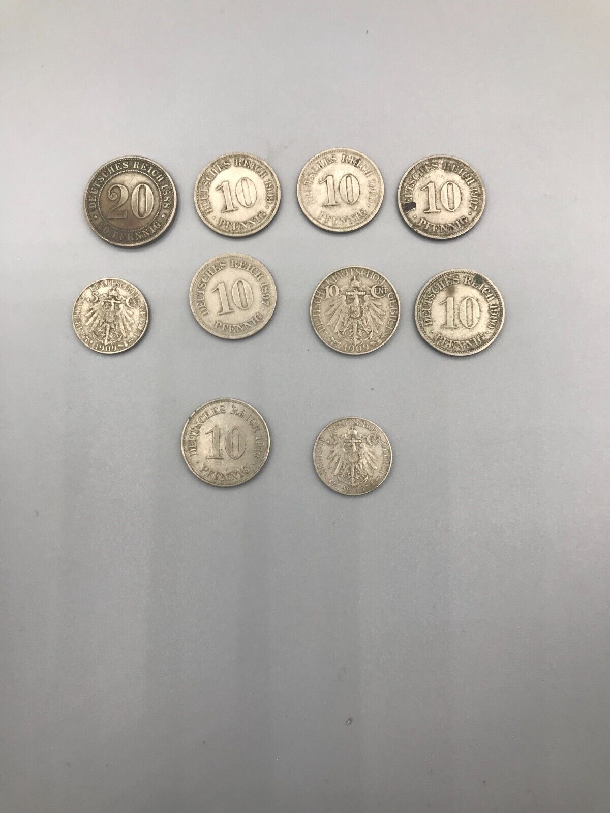 EP11:  10 pcs 600 silver 1888 - 1913 DEUTSCHES REICH PFENIG COIN