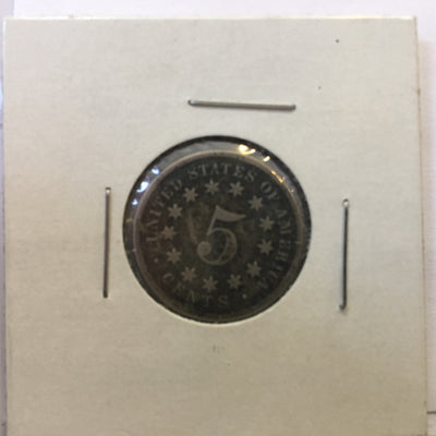 Shield Nickel 1867 VF Very fine vintage coin - reverse