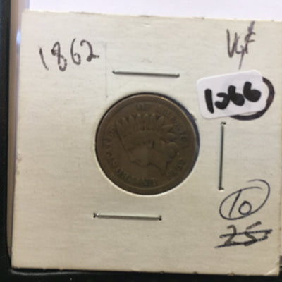 Indian Head Cent 1862 G Good