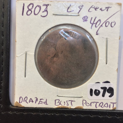 Draped Bust Large Cent 1803 AG About Good - large cents - vintage coins