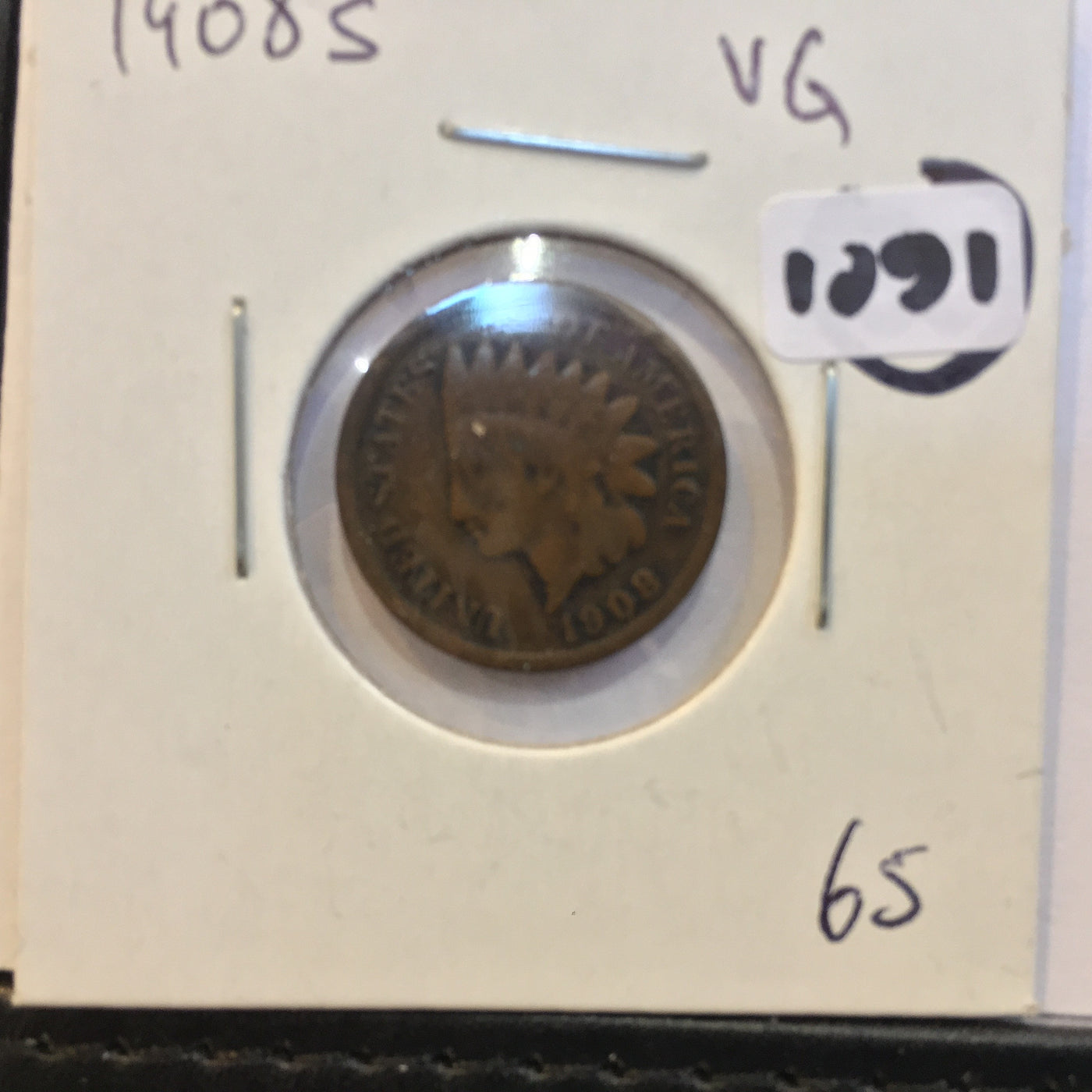 Indian Head Cent 1908 S VG Very Good San Francisco
