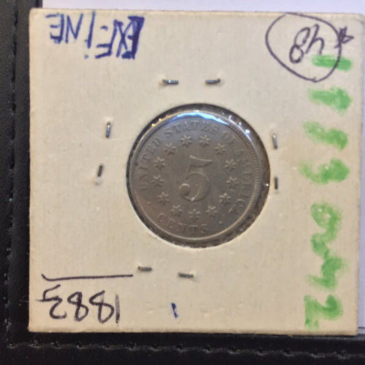 Shield Nickel 1882 VF very fine - vintage coins liberty shield - reverse