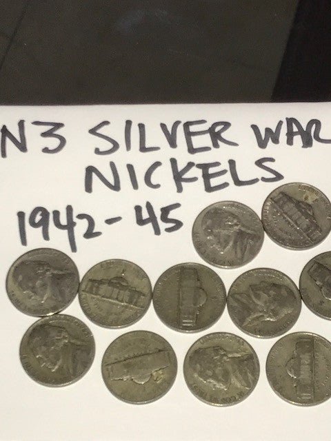 11 Mixed Jefferson Silver War Nickels 1942 - 1945 - US CoinSpot