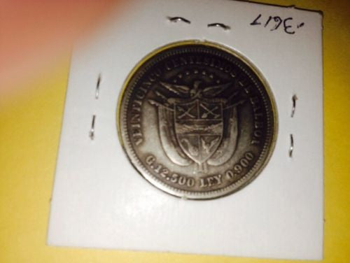 Panama 1904 Silver 25cent Half Dollar Size Coin VF Nice