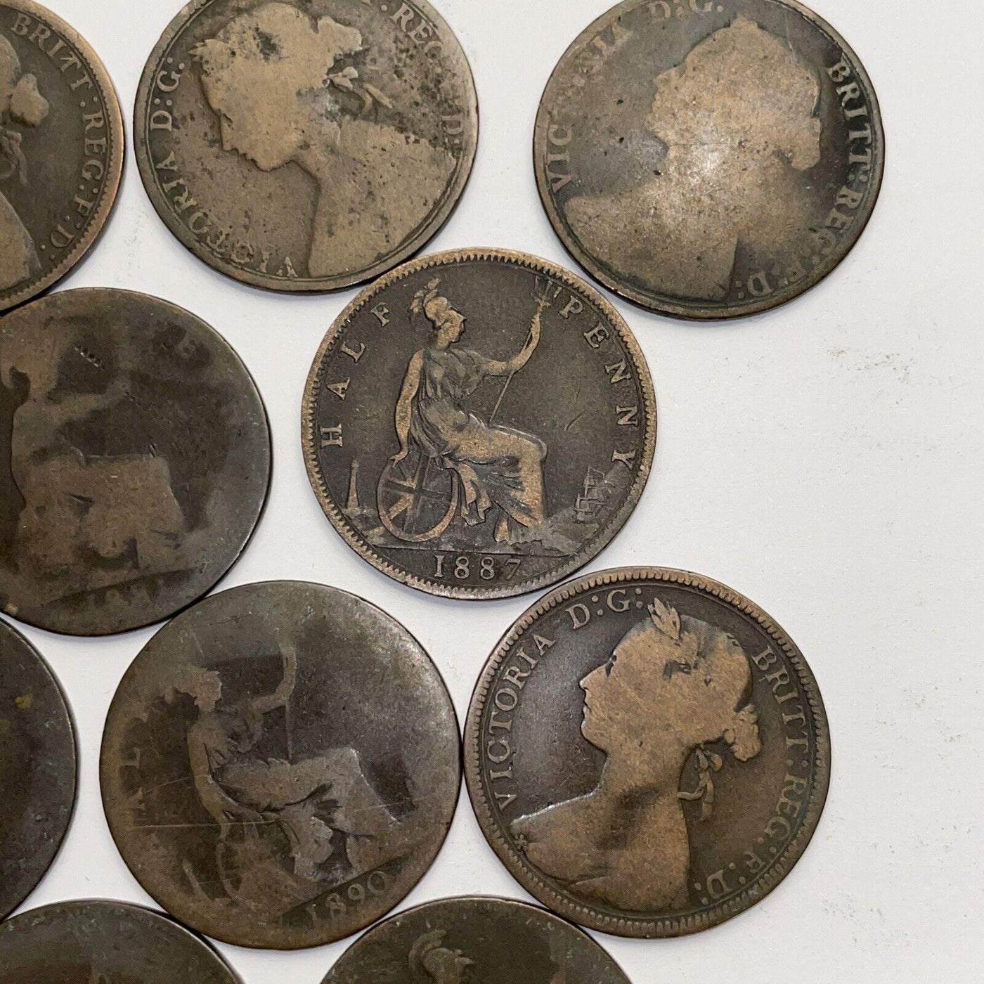 17 different English Half Penny Coppers nice collection 1861 to 1901 - US CoinSpot