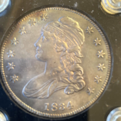 1834 gorgeous toned unc capped bust silver half dollar, top notch - US CoinSpot