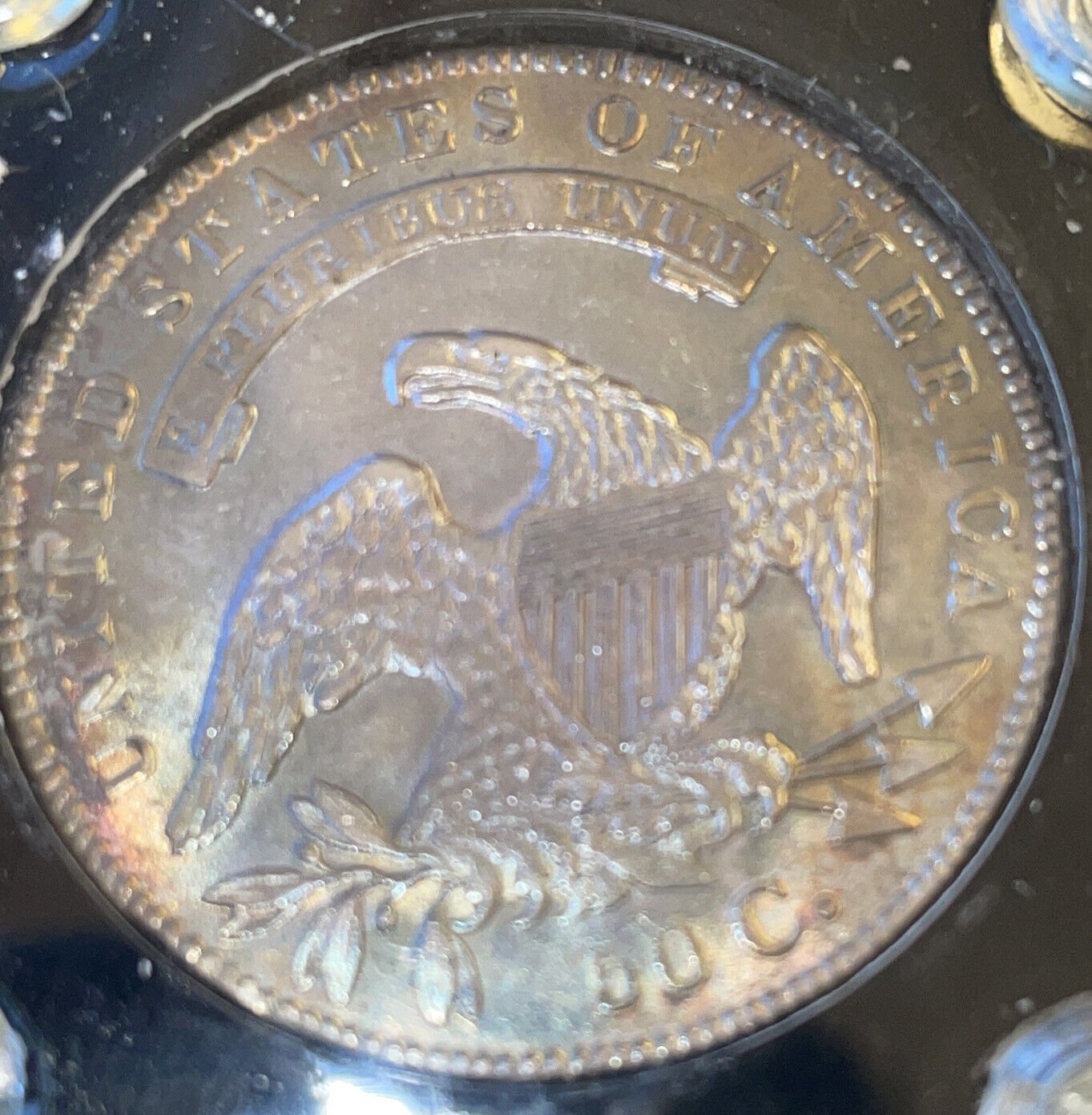 1834 gorgeous toned unc capped bust silver half dollar, top notch - US CoinSpot