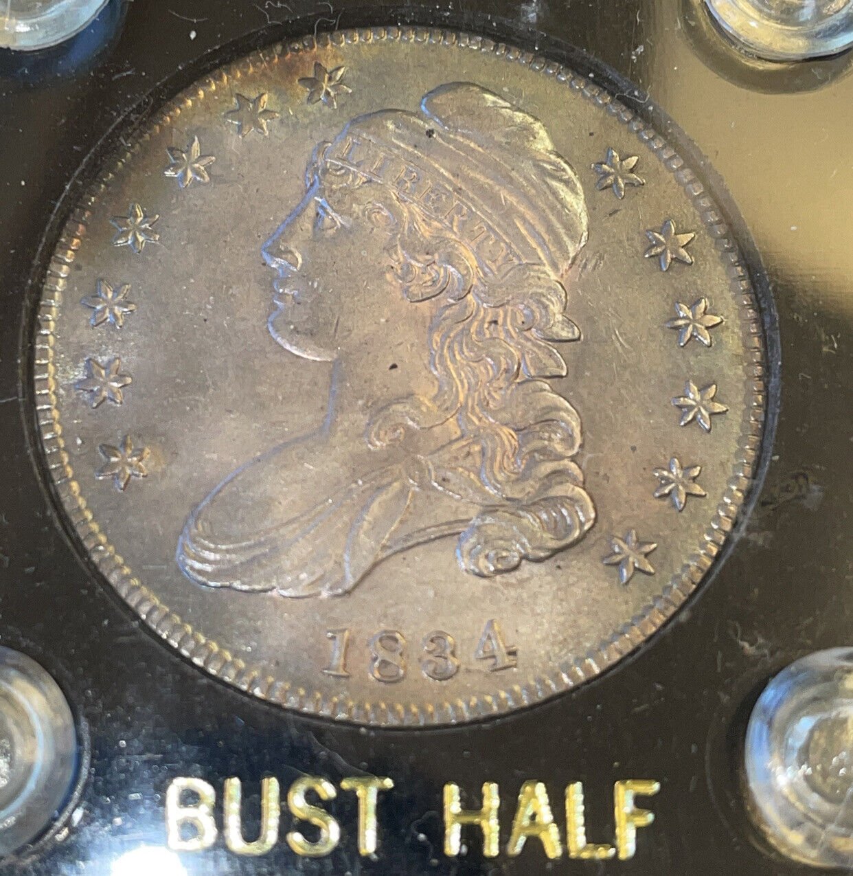 1834 gorgeous toned unc capped bust silver half dollar, top notch - US CoinSpot