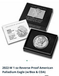2022 American Eagle 1oz. Palladium Reverse Proof Coin with Box/COA free Shipping - US CoinSpot
