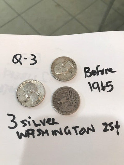 3 Silver Washington Quarters Dated Before 1965 - US CoinSpot