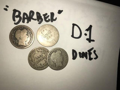 4 different Barber Dimes dated between 1892 - 1916 - US CoinSpot