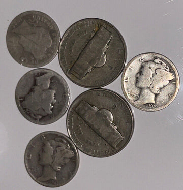 8Ran-dime” silver coin lot Face Value 50 cents. all coins over 60 years old! #A3