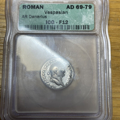 69-79 AD Roman Empire Vespasian AR Denarius Silver NGC Choice F Fine